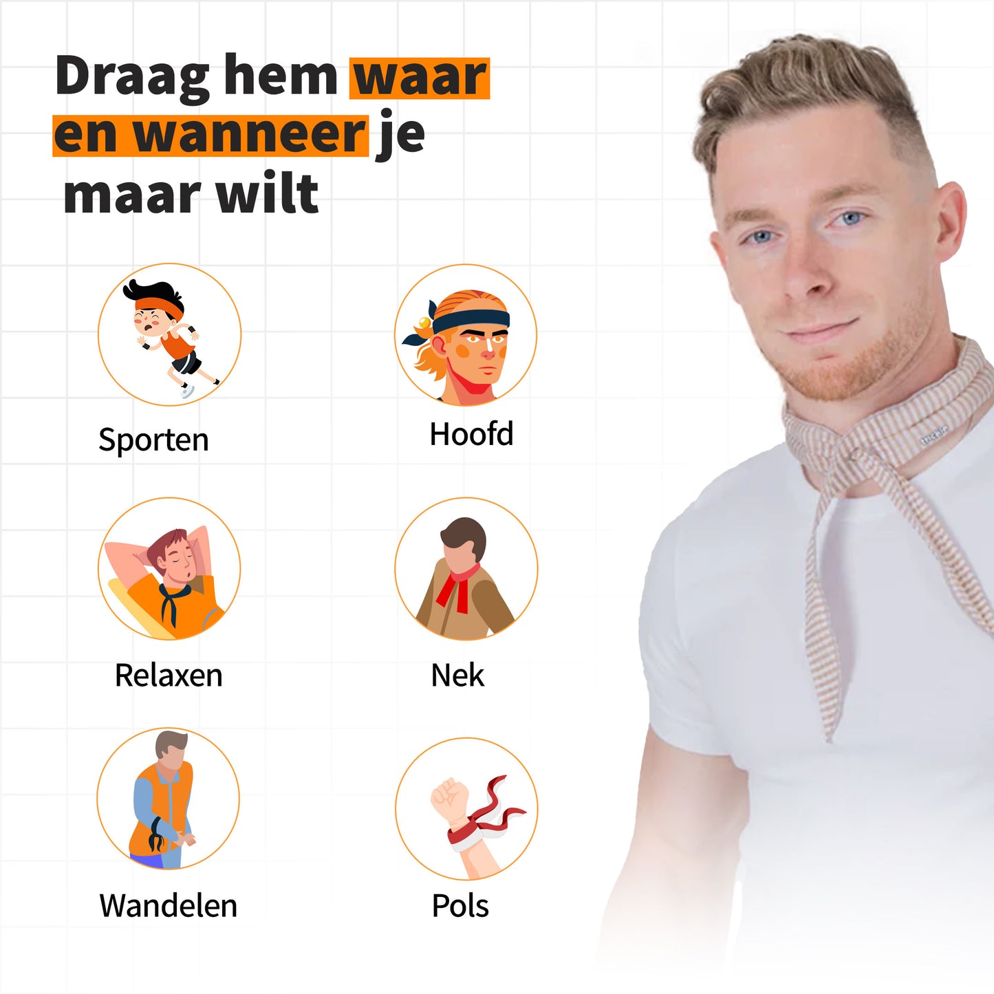 Trickie® cooling scarf striped beige